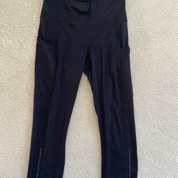 Lululemon Fast&Free cropped 19 black leggings side pockets size 6 - Picture 4 of 9